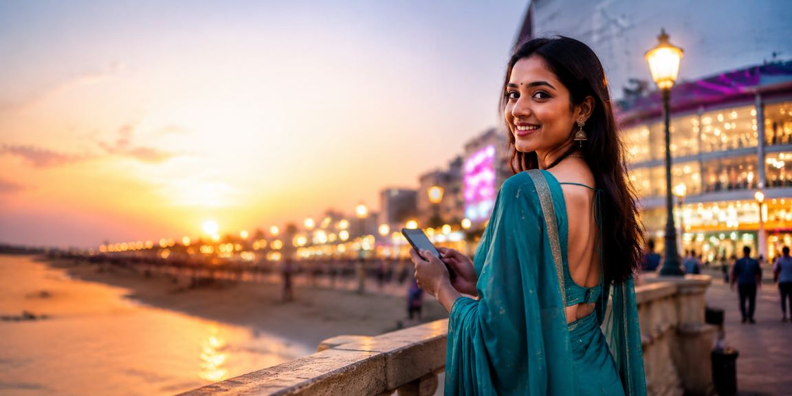 Player enjoying Rummy game at Chennai seaside